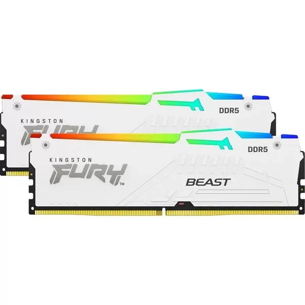 Memorie Desktop Kingston Fury Beast RGB 32GB(2 x 16GB) DDR5 6000Mhz White EXPO