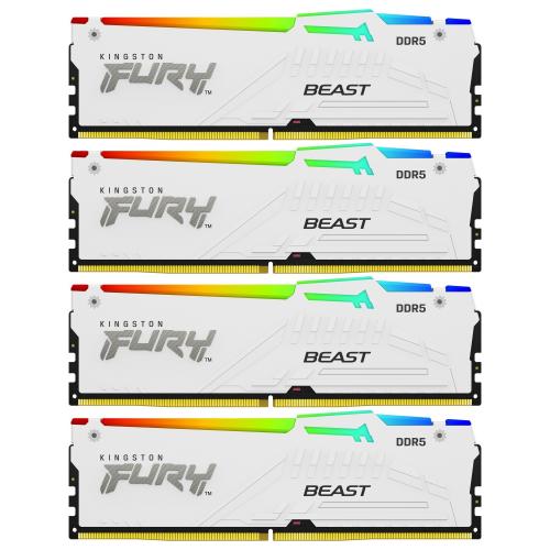 Memorie Desktop Kingston Fury Beast RGB 64GB(4 x 16GB) DDR5 5200Mhz White