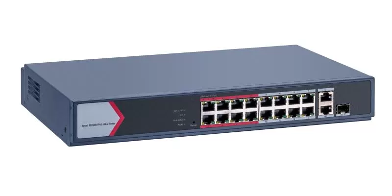 Switch Hikvision DS-3E1318P-EI/M cu management cu PoE 16x100Mbps (PoE) + 1x1000Mbps + 1xGigabit combo