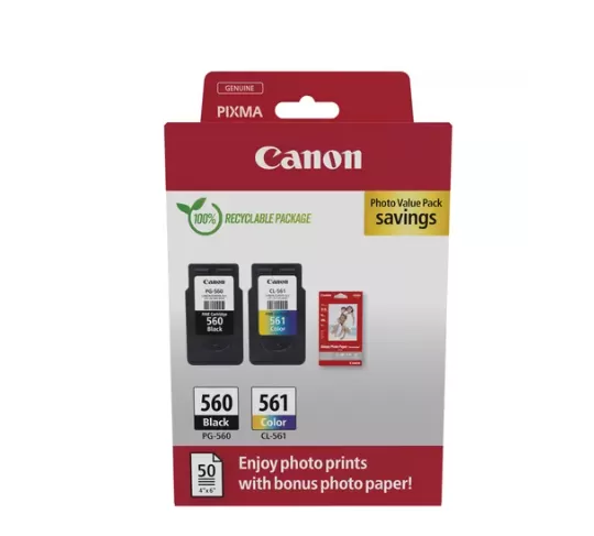 Pachet Cartuse Inkjet Canon PG-560 / CLI-561 Black / Color + 50 coli foto