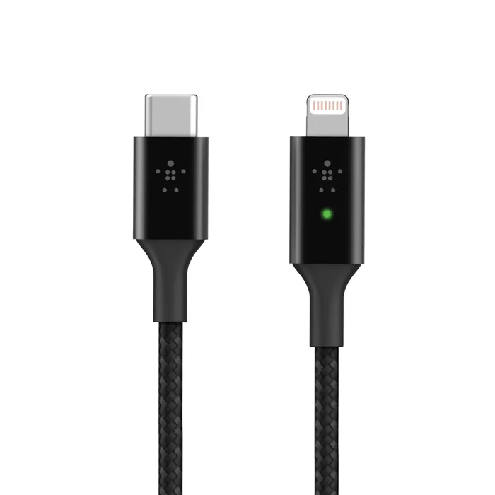 Cablu de date Belkin Smart LED USB-C la Lightning Negru