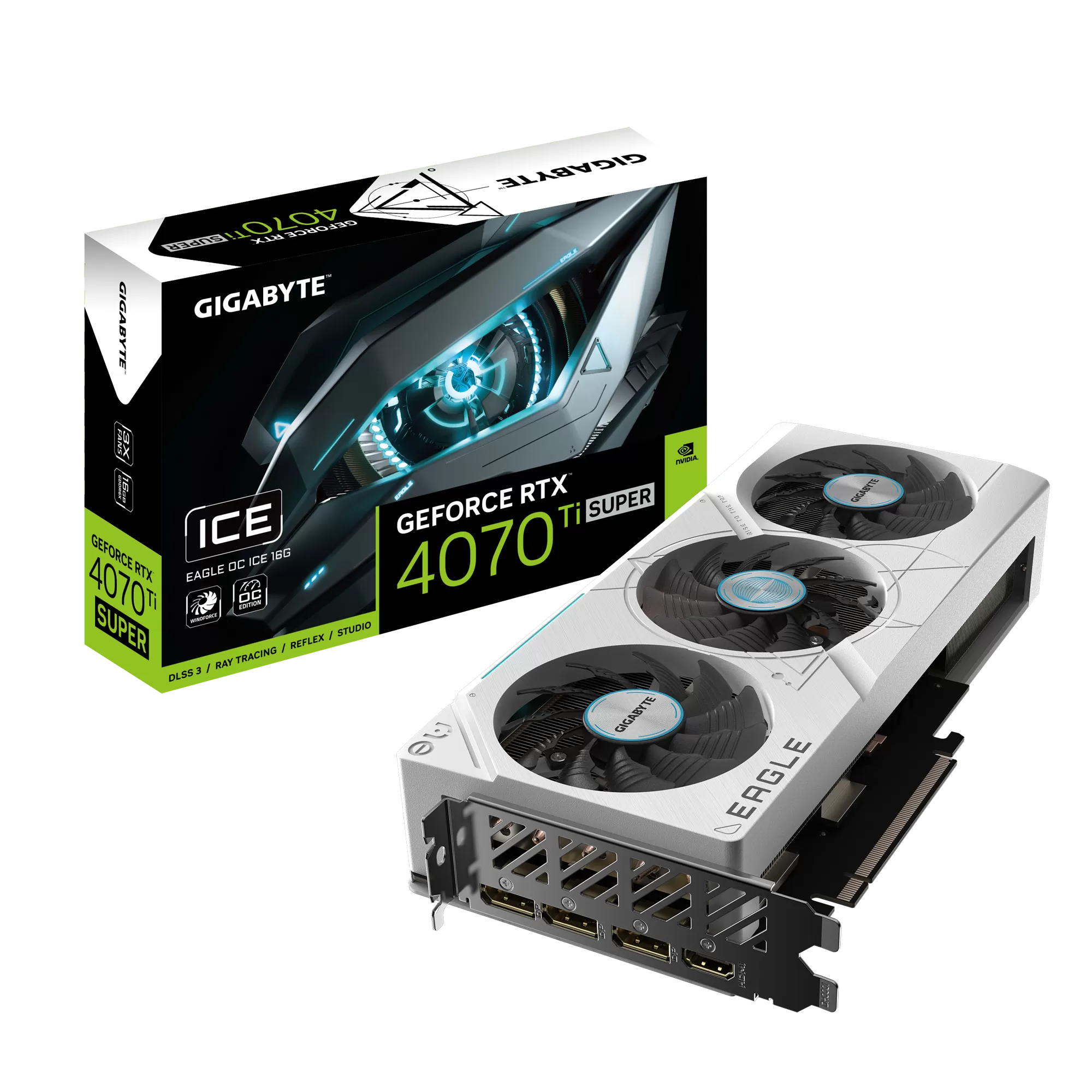 Placa Video Gigabyte GeForce RTX 4070 Ti SUPER EAGLE OC ICE 16GB GDDR6X 256 biti