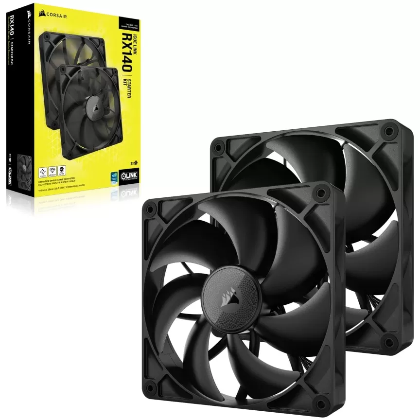 Ventilator Corsair iCUE LINK RX140 PWM Fan Twin Starter Kit  Black