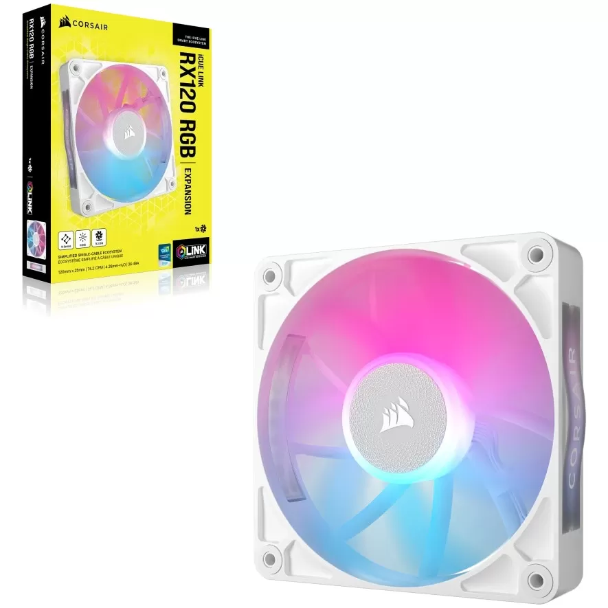 Ventilator Corsair iCUE LINK RX120 RGB PWM Single Fan Expansion White