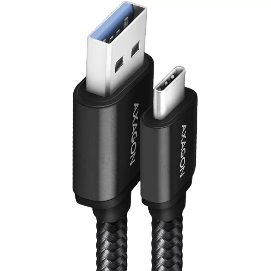 Cablu Axagon BUCM3-AM10AB USB-C la USB 3.2 Type-A Gen1 1m 3A Impletit Negru