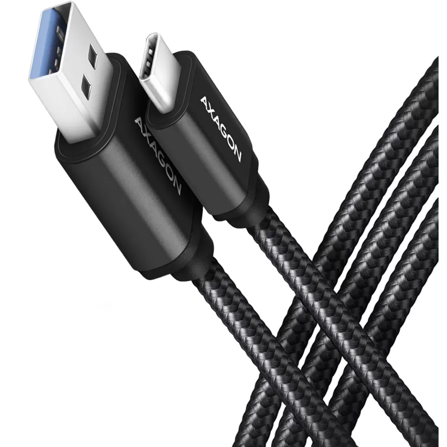 Cablu Axagon BUCM3-AM15AB USB-C la USB-A 3.2 Gen1 1.5m 3A Impletit Black