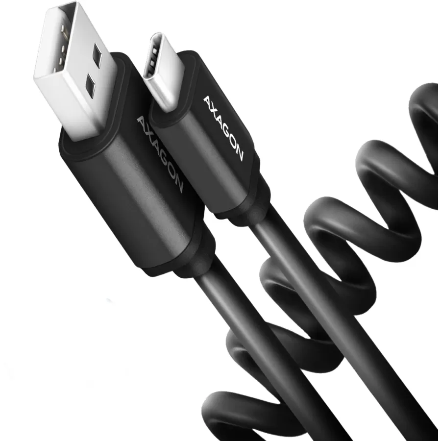 Cablu Axagon BUCM-AM10TB USB-C la USB-A 0.6m 3A Twister Black