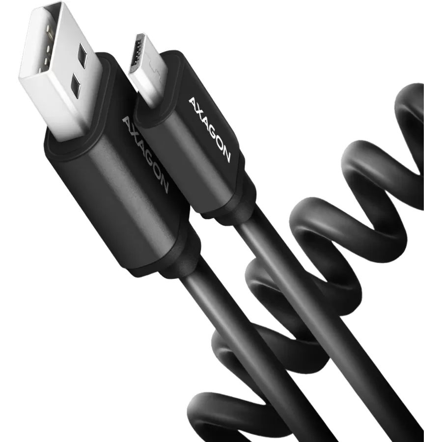 Cablu Axagon BUMM-AM10TB Micro USB la USB-A 0.6m 2.4A Twister Black
