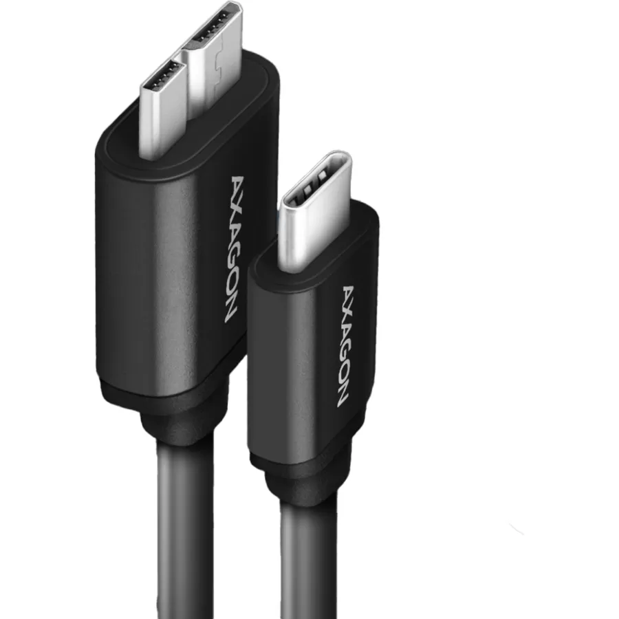 Cablu Axagon BUMM3-CM10AB Micro USB-B la USB-C 1m 3A Impletit Black