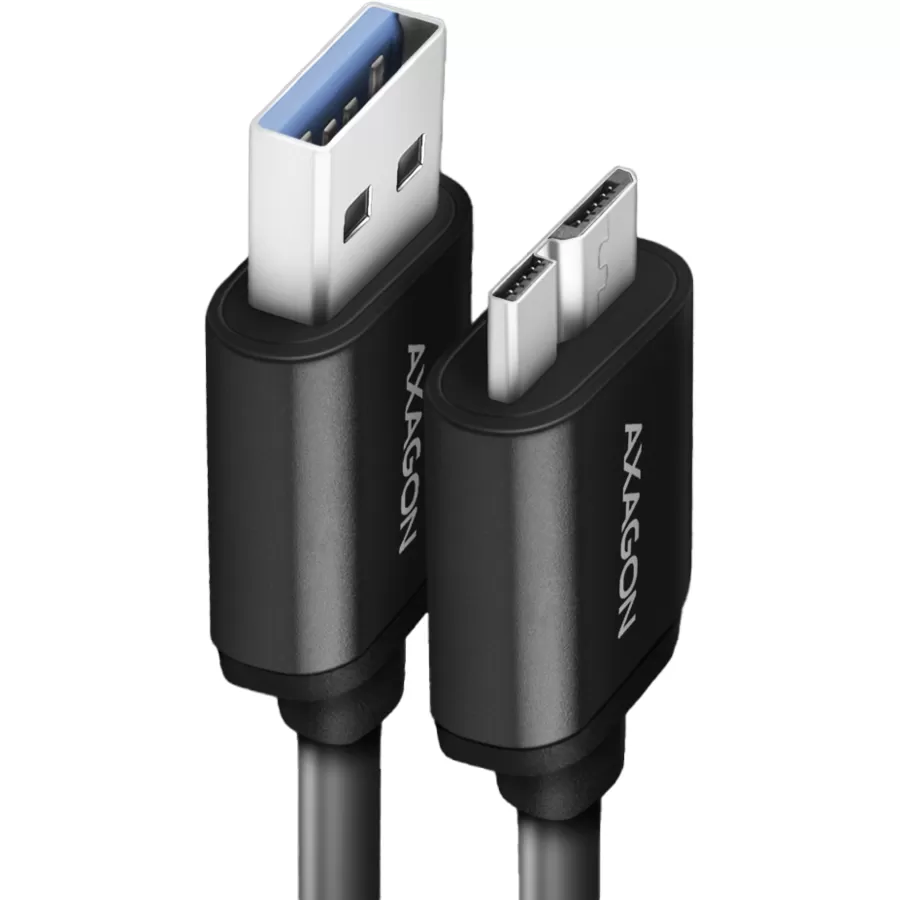 Cablu Axagon BUMM3-CM10AB Micro USB-B la USB-A 1m 3A Impletit Black