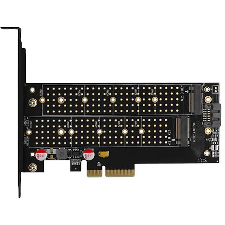 Adaptor Axagon PCEM2-D PCI-E 3.0 4x - DUAL M.2 SSD (NVMe + SATA) Voltaj Dual SSD pana la 110 mm