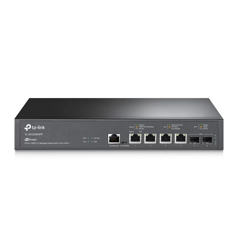 Switch TP-Link TL-SX3206HPP cu management cu PoE 4x10000Mbps + 2xSFP+