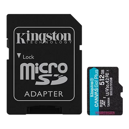 Card de memorie Kingston Canvas Go! Plus 512GB MicroSDXC UHS-I U3 V30 A2 + Adaptor SD