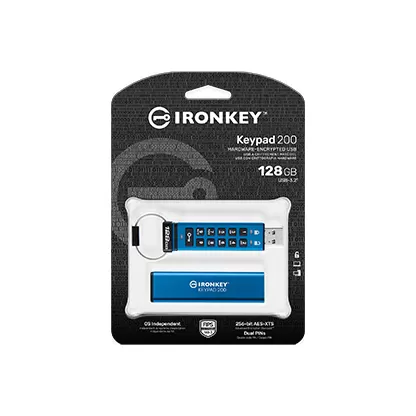 Flash Drive Kingston IronKey Keypad 200  128GB  USB 3.2 Gen1 Type-A