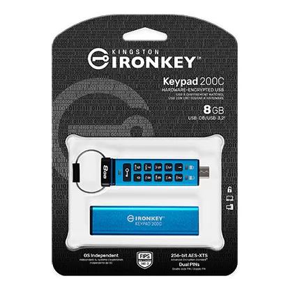 Flash Drive Kingston IronKey Keypad 200C  8GB  USB 3.2 Gen1 Type-C