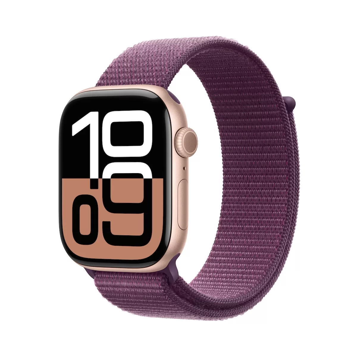 Smartwatch Apple Watch 10 GPS 42mm Carcasa Rose Gold Aluminium Bratara Plum Sport Loop