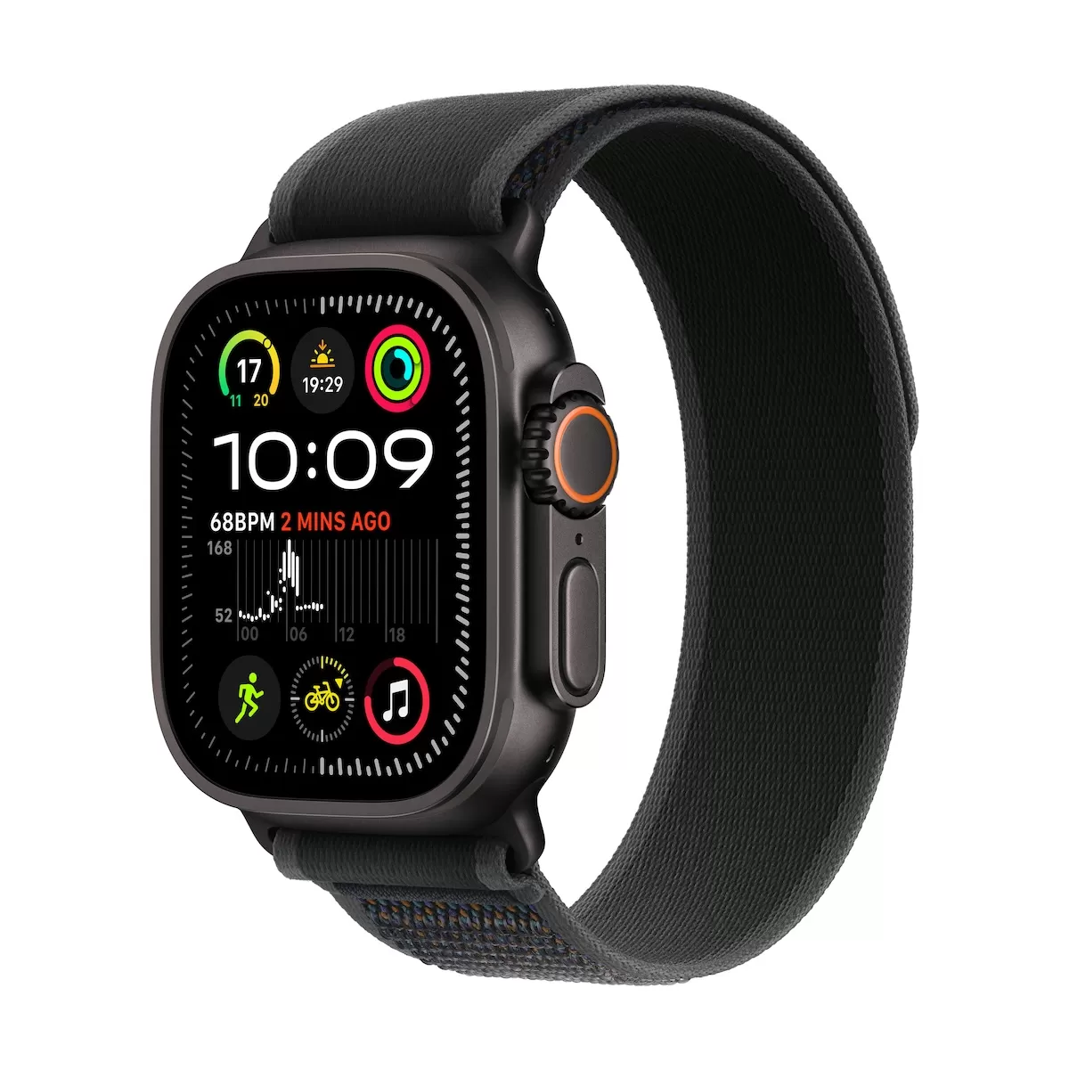 Smartwatch Apple Watch Ultra 2 GPS + Cellular 49mm Carcasa Black Titanium Bratara Black Trail Loop - S/M