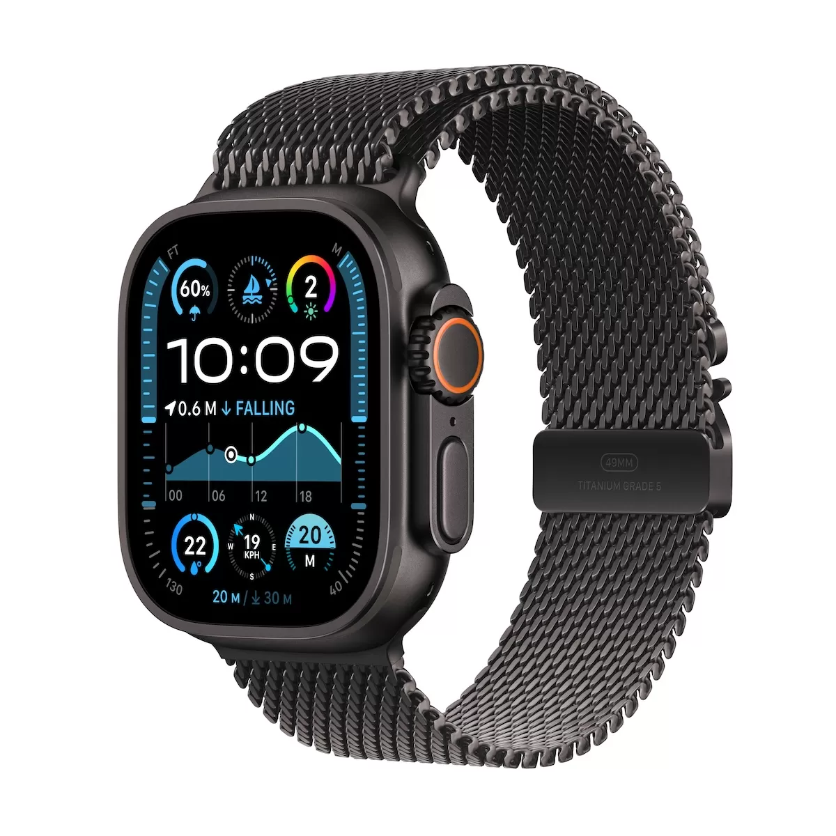 Smartwatch Apple Watch Ultra 2 GPS + Cellular  49mm  Carcasa Black Titanium  Bratara Black Titanium Milanese Loop - Small