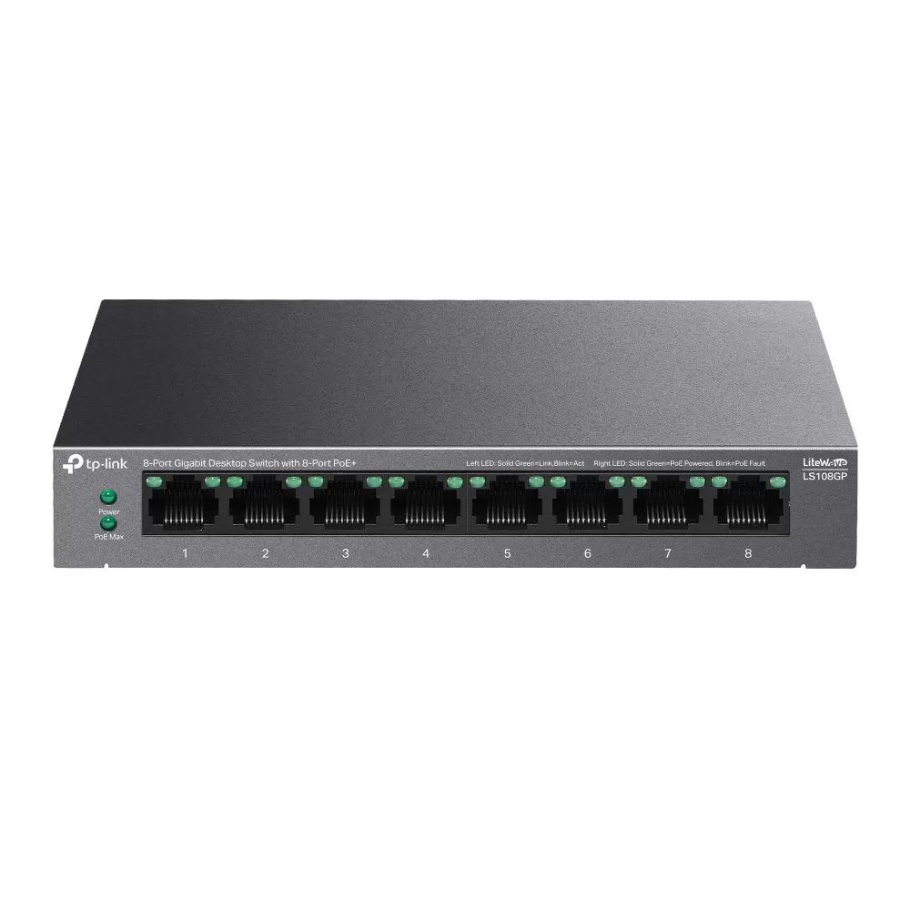 Switch TP-Link LS108GP fara management cu PoE 8x1000Mbps (8xPoE+)