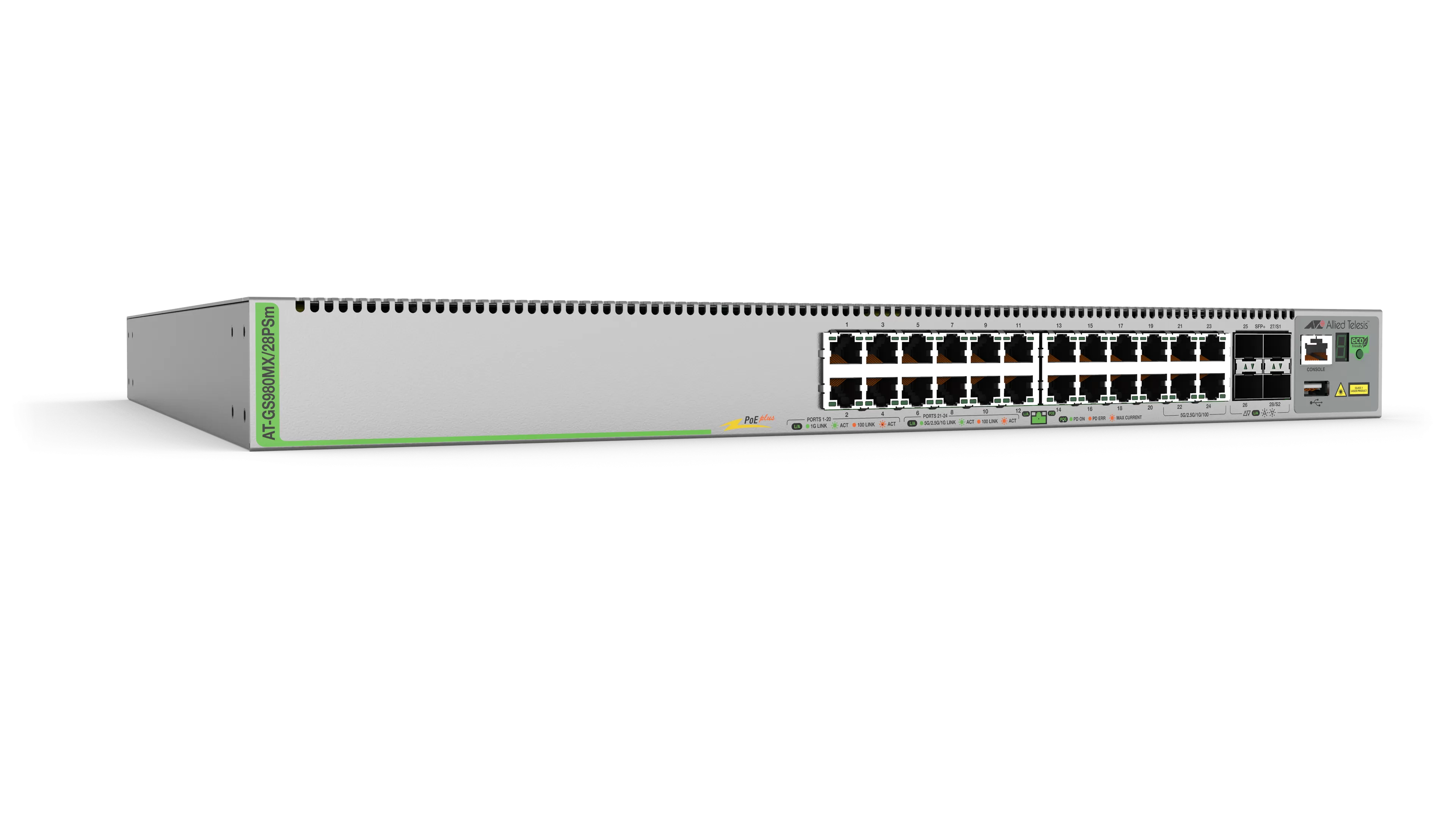 Switch Allied Telesis GS980MX/28PSM  cu management  cu PoE  20x1000Mbps + 4x5000Mbps + 4xSFP+