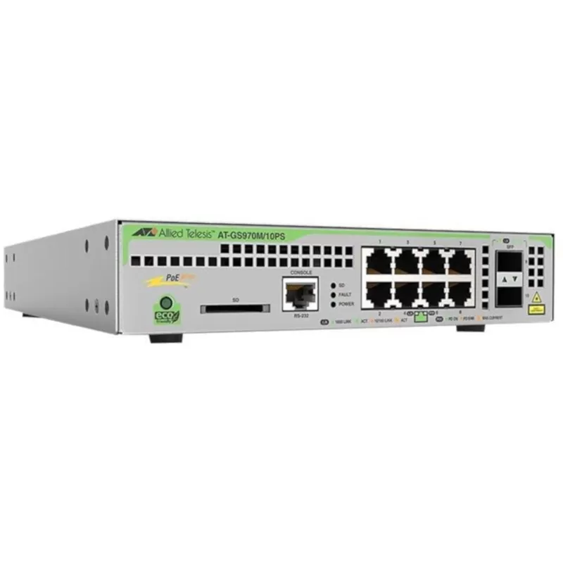 Switch Allied Telesis GS970M/10PS cu management cu PoE 8x1000Mbps + 2xSFP