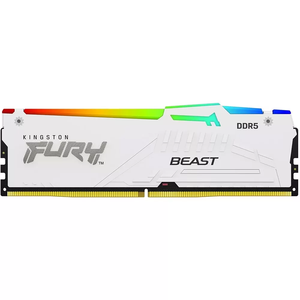 Memorie Desktop Kingston Fury Beast RGB 16GB DDR5 6000Mhz CL36 AMD Expo White