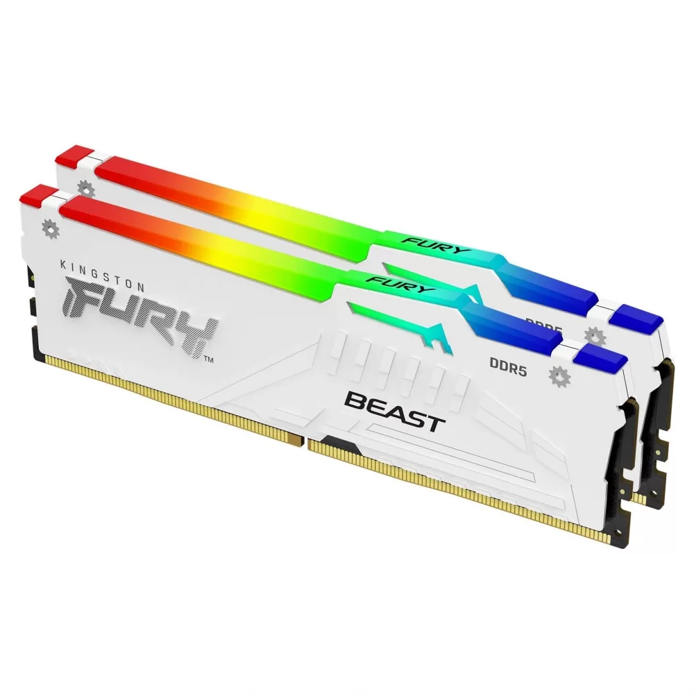 Memorie Desktop Kingston Fury Beast RGB  32GB(2 x 16GB) DDR5  6000Mhz  CL36  AMD Expo  White