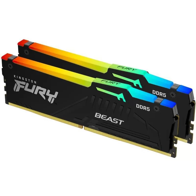 Memorie Desktop Kingston Fury Beast RGB  64GB(2 x 32GB) DDR5  6000Mhz  CL30  AMD Expo  Black