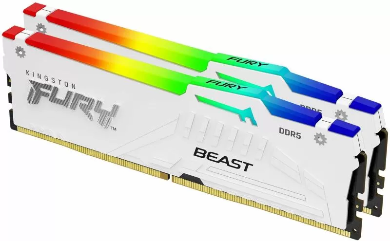 Memorie Desktop Kingston Fury Beast RGB  64GB(2 x 32GB) DDR5  6000Mhz  CL30  White