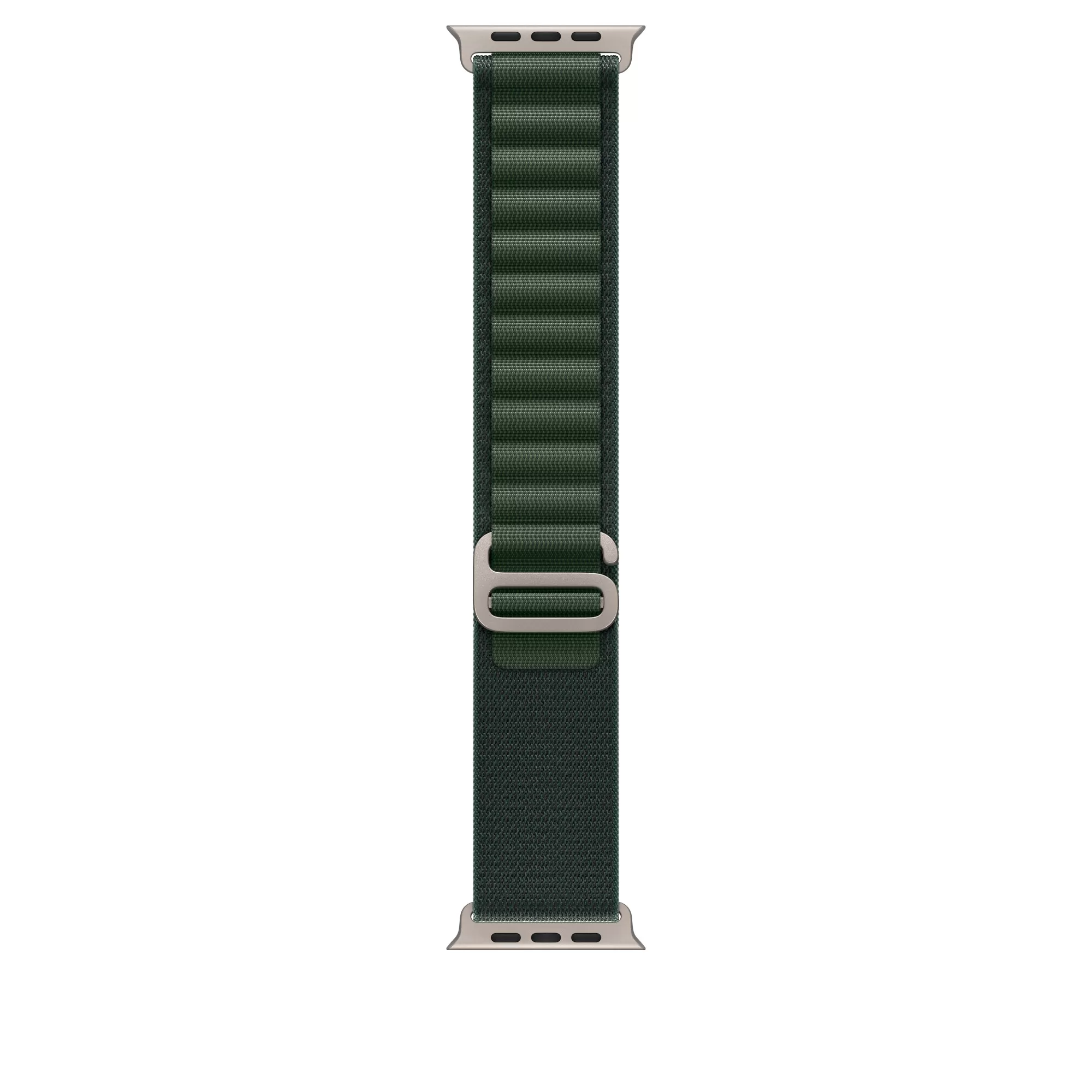 Curea Smartwatch Apple pentru Apple Watch 49mm Dark Green Alpine Loop  Large  Natural Titanium Finish