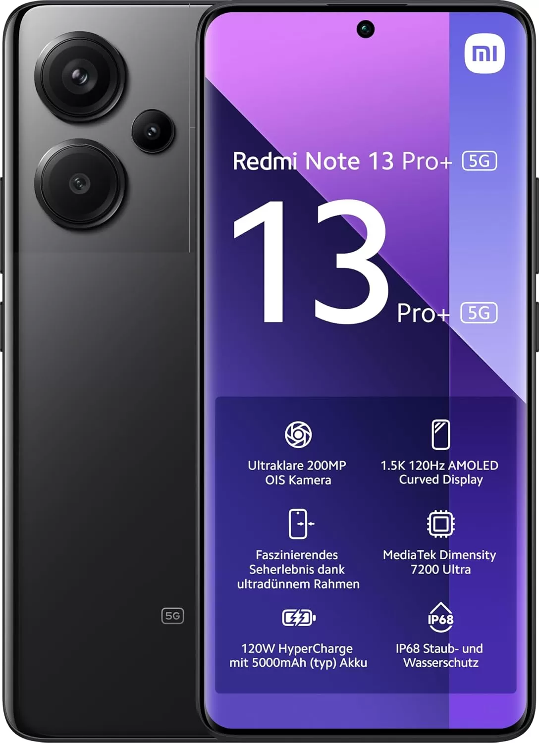 Telefon Mobil Xiaomi Redmi Note 13 Pro+ 5G  256GB Flash  8GB RAM  Dual SIM  5G  Black