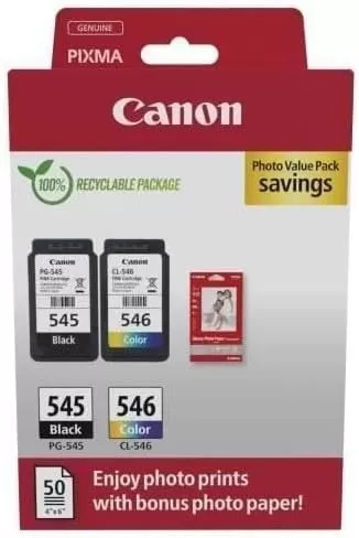 Pachet Cartuse Inkjet Canon PG-545/CL-546 + 50 coli hartie foto